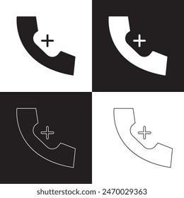 Agregar ícono de llamada para App de Web, iu y móviles. aislado sobre fondo blanco y negro. EPS 10