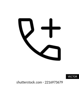 Add call vector icon in line style design for website, app, UI, isolated on white background. Editable stroke. EPS 10 vector illustration.