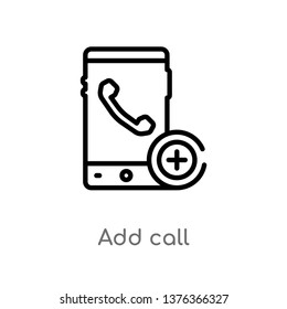 add call vector line icon. Simple element illustration. add call outline icon from technology concept. Can be used for web and mobile