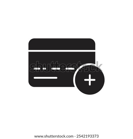 Add Card Icon with Plus Sign and Credit Card, Representing Adding Payment Methods, Payment Setup, and Account Management