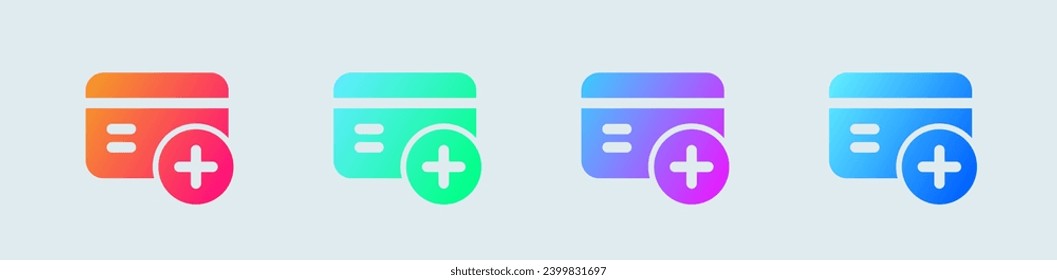 Add card solid icon in gradient colors. Payment signs vector illustration.