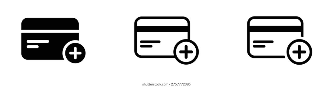 Add card vector icon. Add visa or master card signs. Add credit card icon