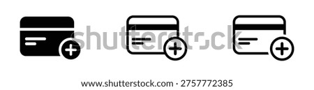 Add card vector icon. Add visa or master card signs. Add credit card icon