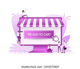 Add to cart. Banner for web design. Check mark icon. Banner sale