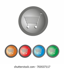 add to cart add to basket 3D circle button icon vector