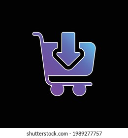 Icono de vector de gradiente azul de Añadir al carro