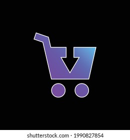 Icono de vector de gradiente azul de Añadir al carro
