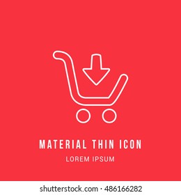 Add to Cart Bright red material designed line thin flat icon / logo