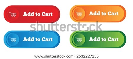 Add to Cart Button Different Colors. Commercial graphic design and illustration elements concept vector