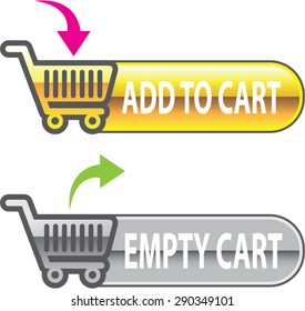 Add to Cart Button Empty Cart Button with shopping cart Vector