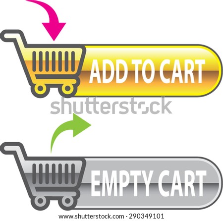 Add to Cart Button Empty Cart Button with shopping cart Vector