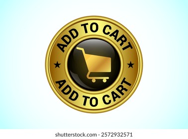 Add To Cart button in gold color. Suitable for mobile app, and website. shopping cart, online shopping