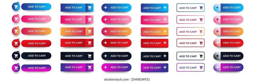 Add to cart button icon design. shopping cart button icon ui, ux. vector