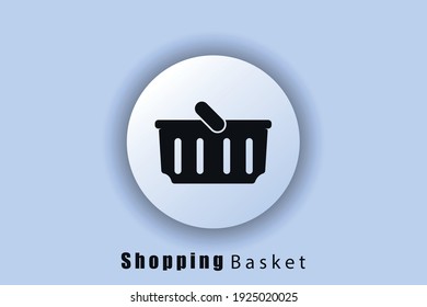 Icono de botón Añadir al carro. Icono de la canasta de compras. Logo de la cesta de compras. Icono de interfaz de usuario. Botón web blanco. Neomorfismo. EPS10 vectores