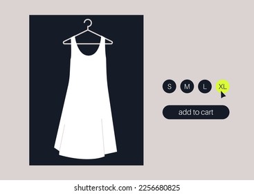 Add to cart button, an online clothing store web site, a summer dress on sale