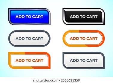 Add To Cart button set of different shapes and colors. Suitable for mobile app, and website UI design.