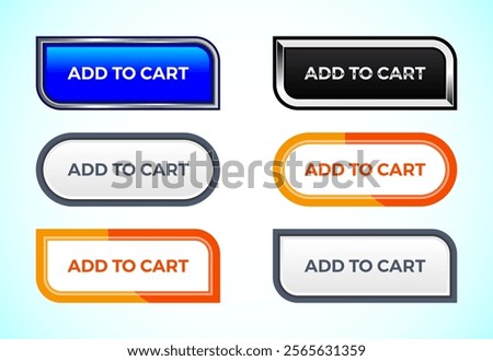 Add To Cart button set of different shapes and colors. Suitable for mobile app, and website UI design.