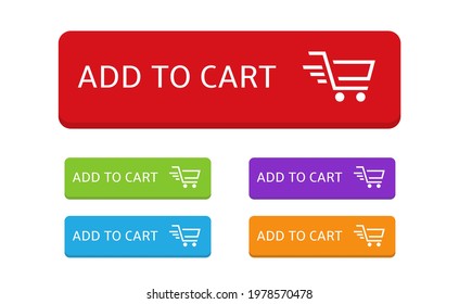 Add to cart button set Shopping cart icon Flat design