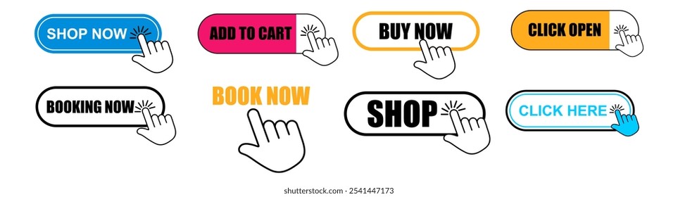 Add to cart button. Set of web buttons with shopping cart icon. Buy button for online store. Vector illustration