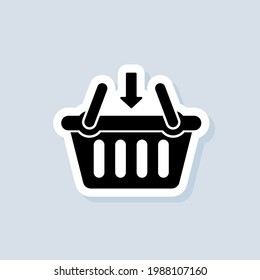 Add to cart button sticker. Shopping basket icon. Vector on isolated background. EPS 10.