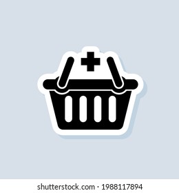 Add to cart button sticker. Shopping basket icon. Vector on isolated background. EPS 10.