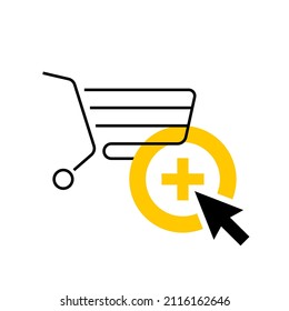 Botón Añadir al carrito. Tienda el carrito para comprar en línea. Concepto de diseño para negocios, comercio, compras. Diseño gráfico de ilustraciones vectoriales.