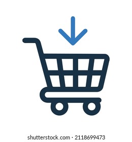 Add to cart caddie or shopping cart icon