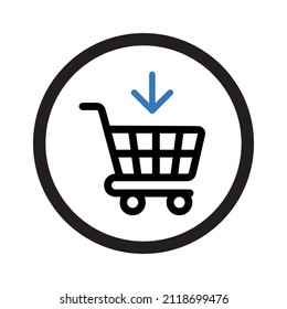 Add to cart caddie or shopping cart icon