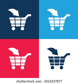 Add To Cart Commercial Symbol blue and red four color minimal icon set