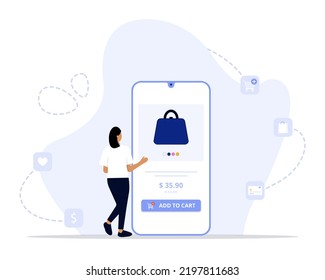 Add to cart concept illustration. Suitable for web landing page, ui, mobile app, editorial design, flyer, banner, and other related occasion.