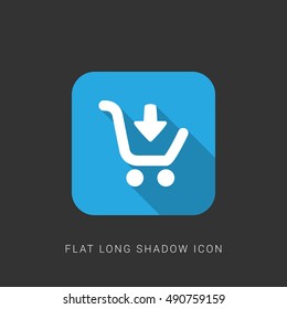 Add to Cart Flat blue long shadow Icon / Logo Design