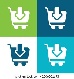 Add To Cart Flat four color minimal icon set