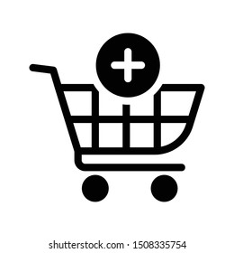 add cart glyph flat vector icon