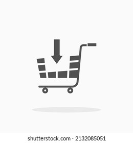 add to cart glyph icon. Can be used for digital product, presentation, print design and more.