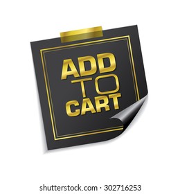 Add To Cart Golden Sticky Notes Vector Icon Design
