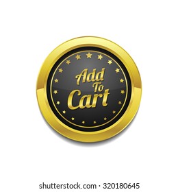 Add To Cart Golden Vector Icon Button