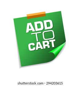 Add To Cart Green Sticky Notes Vector Icon Design