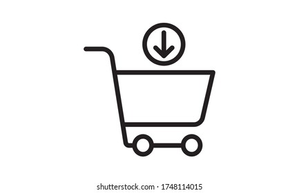 Add to cart icon, adding Shopping cart. Illustration, line.