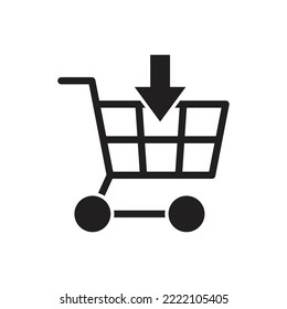 Add to cart icon icon design. Shopping cart icon, Supermarket trolley symbol for E-Commerce, Simple flat design isolated on white background, Vector illustration