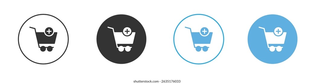 Añadir al Carrito Estilo plano editable, iconos de ilustración