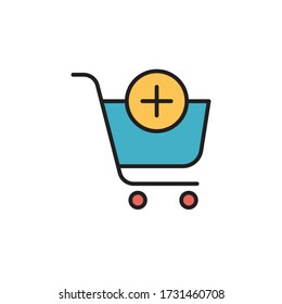 add to cart icon filled outline vector. isolated on white background