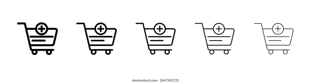 Add to cart icon graphic set. trendy stroke line style