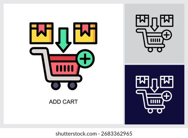 Add Cart icon Multi Style Vector Illustration