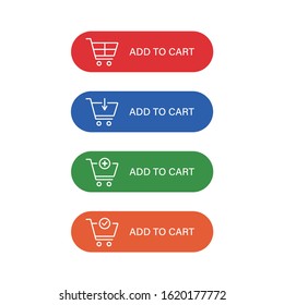 Add to cart icon red buttons. Shopping Cart icon. Buttons with trolley vector illustration.