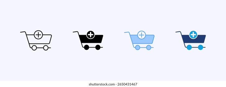 Adicionar À Coleção De Estilos Múltiplos Do Conjunto De Ícones Do Carrinho