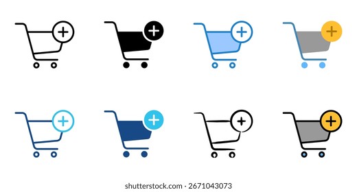 Agregar al conjunto de iconos de Carrito colección de estilos múltiples 
