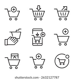Add to Cart Icon Set. Shopping Cart Icons Depicting E-commerce Actions

