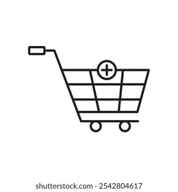 Añadir al icono de Carrito estilo de línea negra simple.