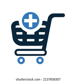Add cart icon. Simple editable vector graphics.