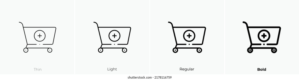 add to cart icon. Thin, Light Regular And Bold style design isolated on white background
